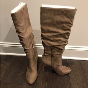 Taupe microsuede boots